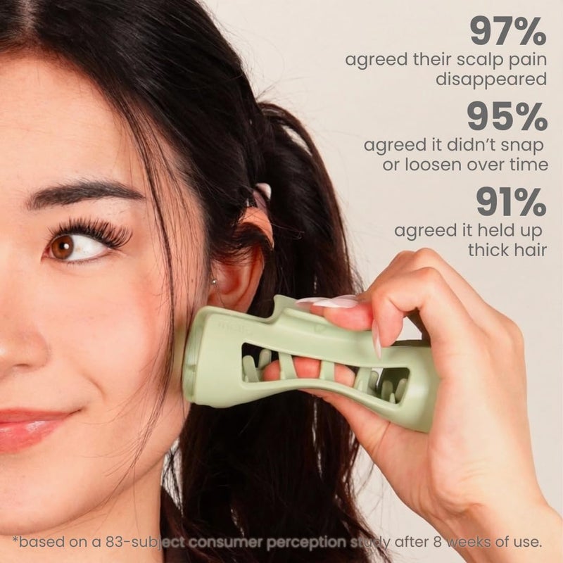 Mello The Original Hair Claw Clip Squishy Claw Clip Made in Korea Patent Pending 30021976 (Purple, Green, Dark Brown, 3 Pack Medium) - Image 5